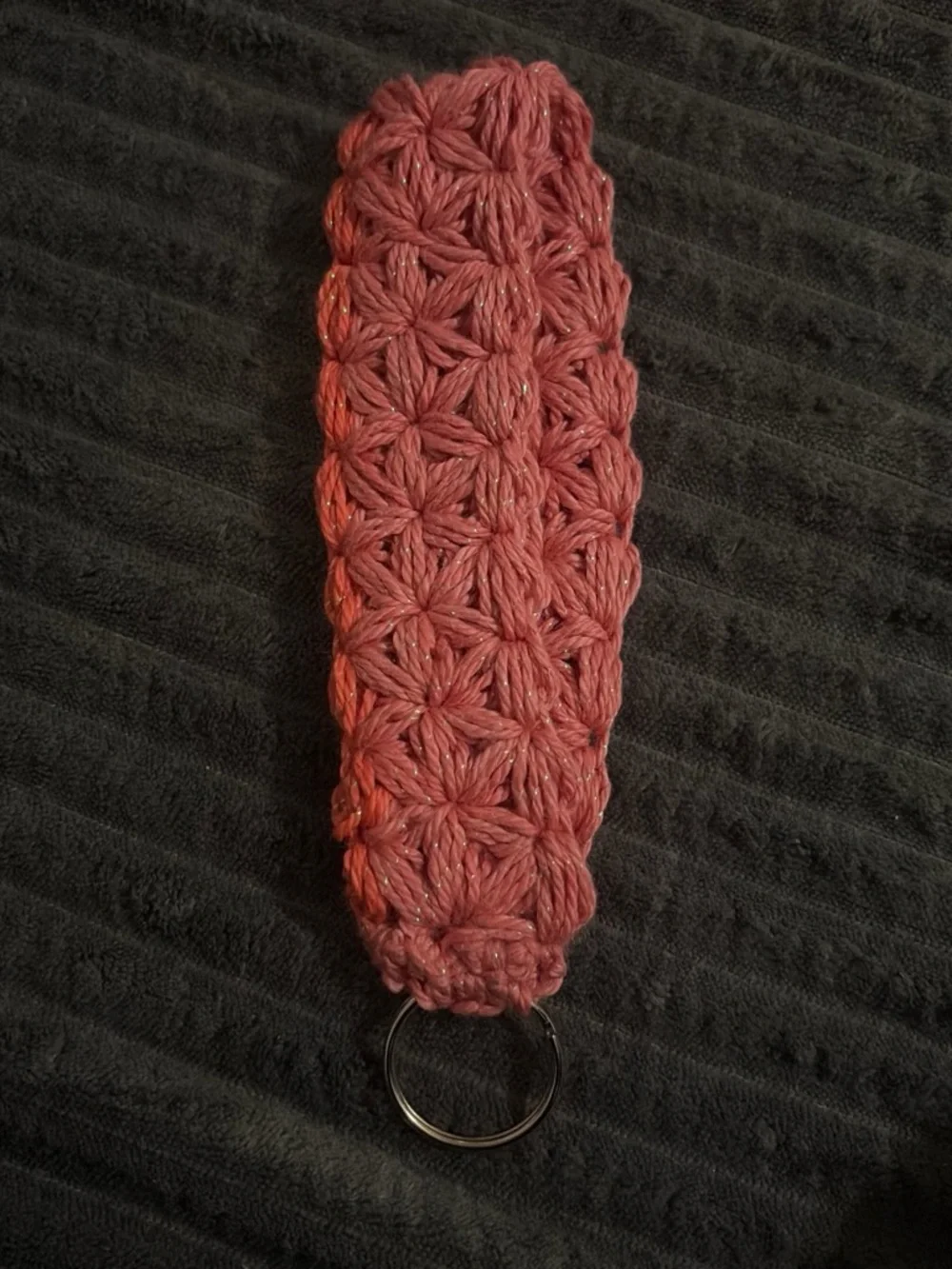 Hand-Crocheted Sparkle Pink Key Fob